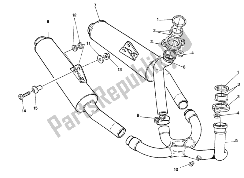 Tutte le parti per il Impianto Di Scarico Superleggero del Ducati Supersport 900 SS USA 1991